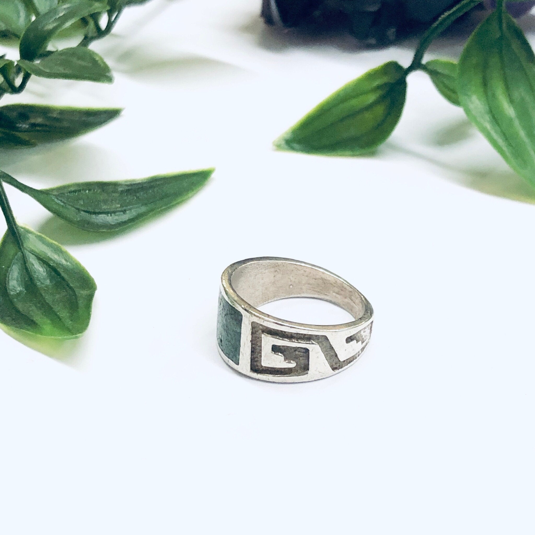 Vintage Southwestern Ring, Silver Turquoise Ring, Boho Style Jewelry, Bohemian Jewelry, Inlaid Turquoise Ring