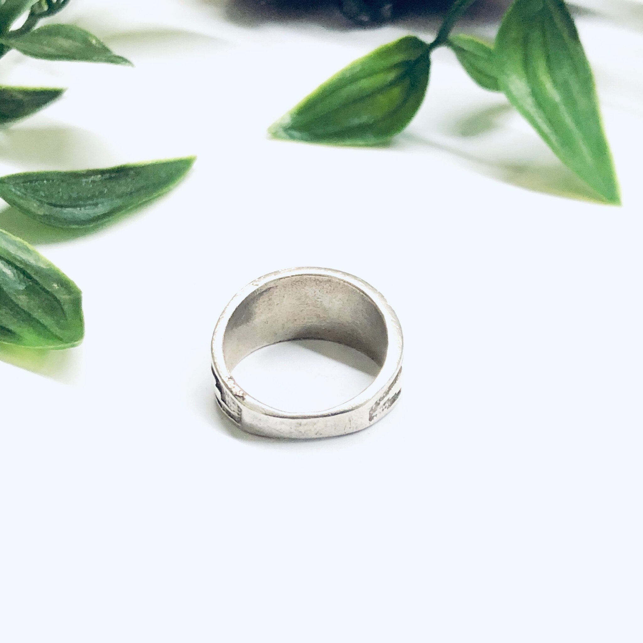 Vintage Southwestern Ring, Silver Turquoise Ring, Boho Style Jewelry, Bohemian Jewelry, Inlaid Turquoise Ring