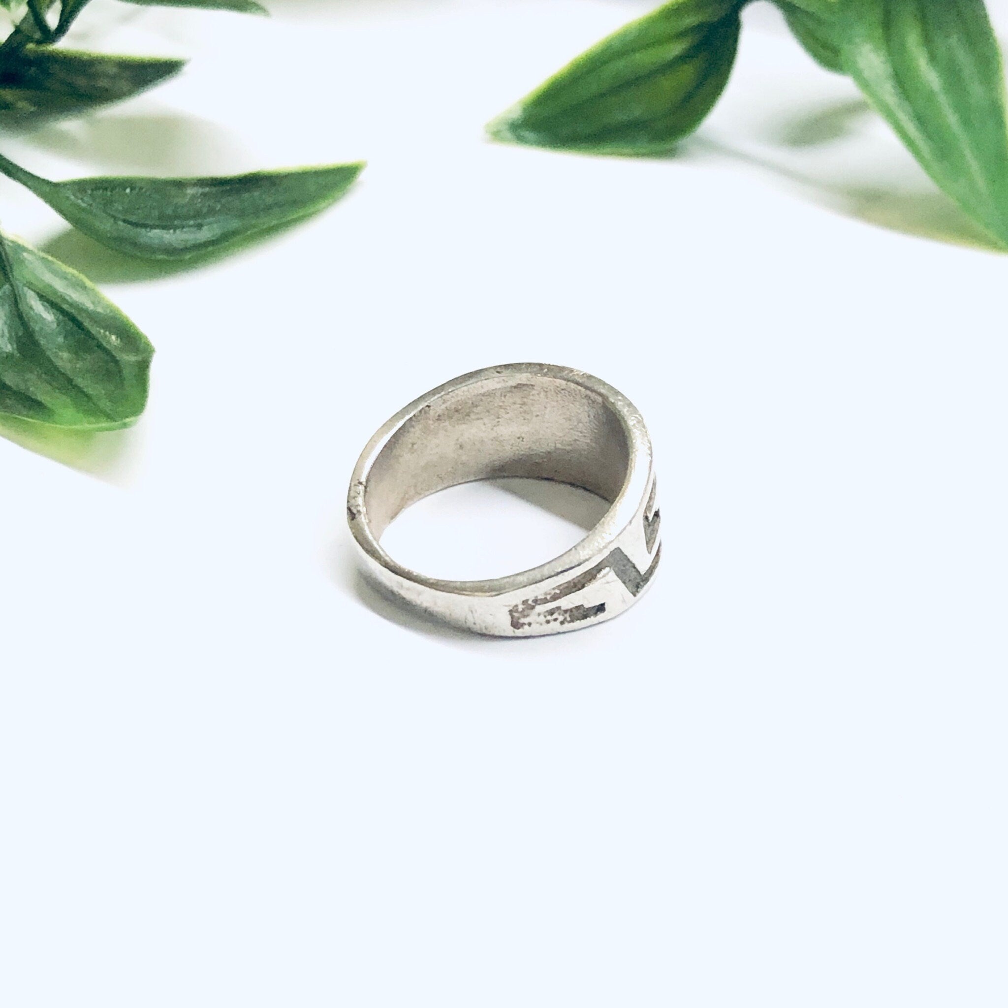 Vintage Southwestern Ring, Silver Turquoise Ring, Boho Style Jewelry, Bohemian Jewelry, Inlaid Turquoise Ring