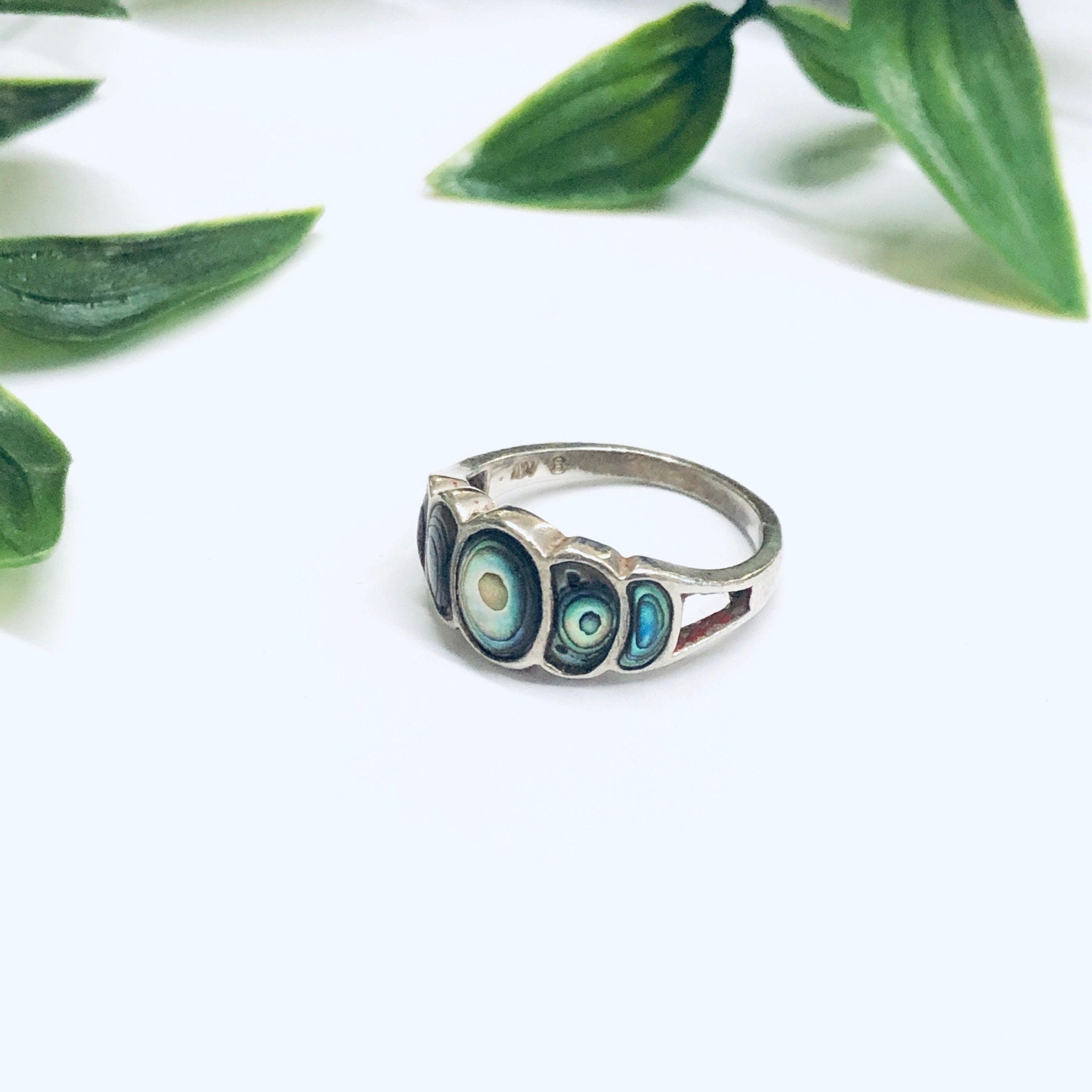 Vintage Abalone Ring, Vintage Silver Ring, Shell Jewelry, Abalone Jewelry, Unique Ring, Statement Ring