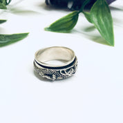 Vintage Silver Spinner Ring, Dragon Spinner Ring, Dragon Jewelry, Meditation Ring, Thin Band Ring