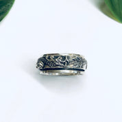 Vintage Silver Spinner Ring, Dragon Spinner Ring, Dragon Jewelry, Meditation Ring, Thin Band Ring