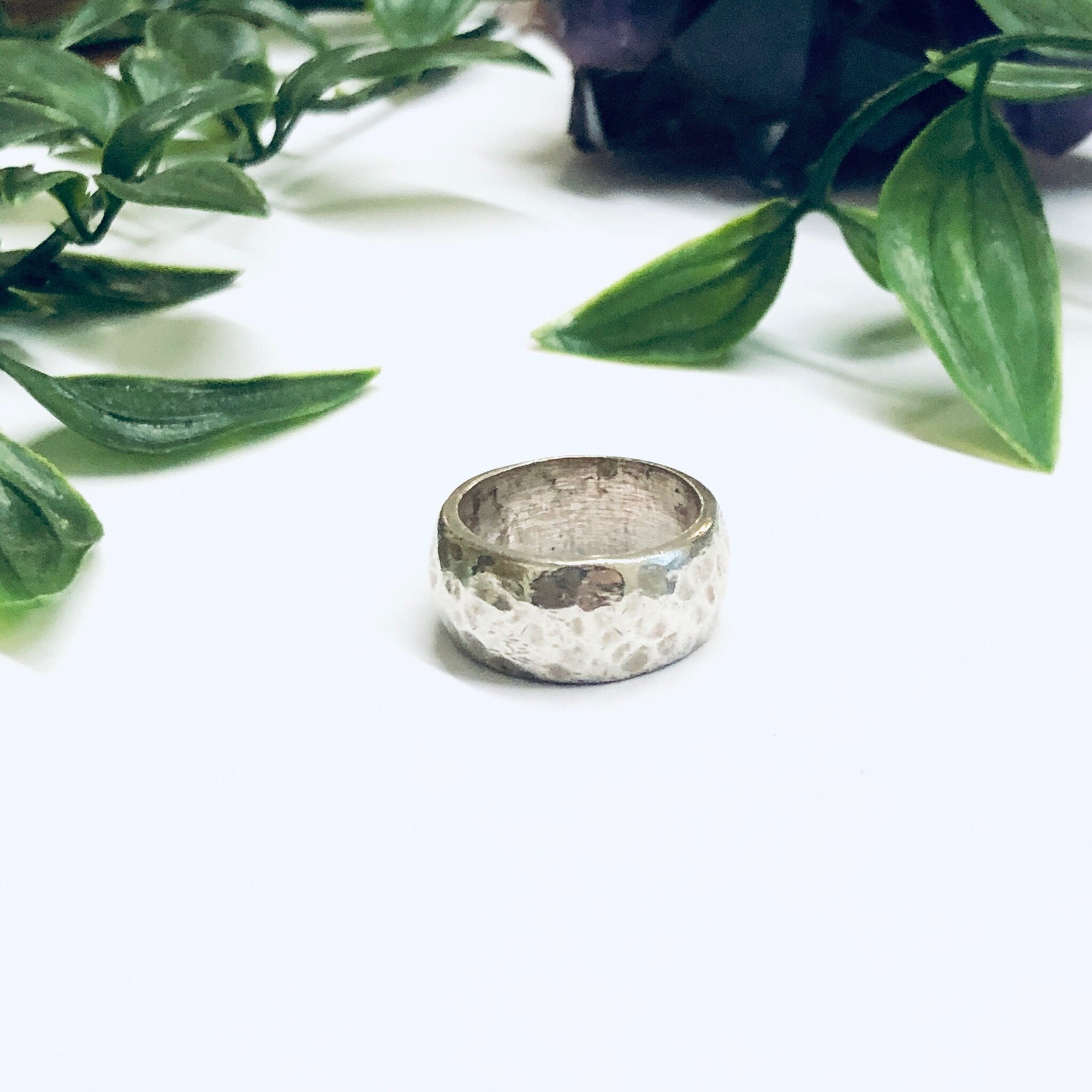 Thick Band Hammered Ring, Hammered Silver Ring, Vintage Silver Ring, Hammered Silver Jewelry, Statement Jewelry