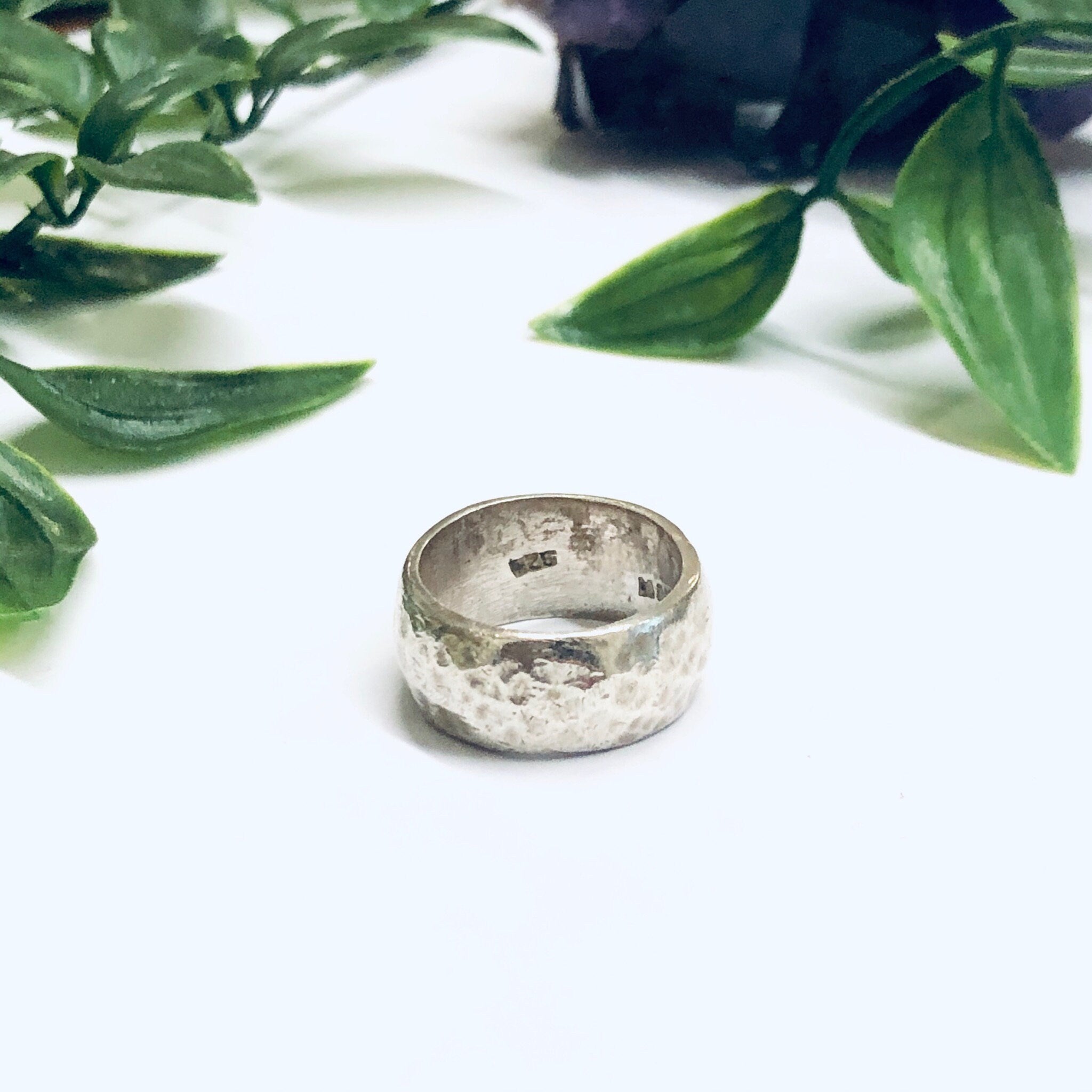Thick Band Hammered Ring, Hammered Silver Ring, Vintage Silver Ring, Hammered Silver Jewelry, Statement Jewelry