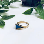 Vintage Gold Toned Ring with Purple Stone, Gold Filled Ring, Unique Jewelry, Statement Ring, Blue Stone Ring