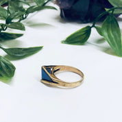 Vintage Gold Toned Ring with Purple Stone, Gold Filled Ring, Unique Jewelry, Statement Ring, Blue Stone Ring