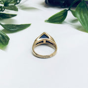 Vintage Gold Toned Ring with Purple Stone, Gold Filled Ring, Unique Jewelry, Statement Ring, Blue Stone Ring