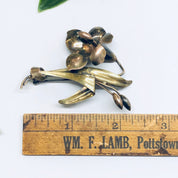 Vintage Flower Brooch, Gold Filled Pin, Silver Brooch, Gold and Silver Pin, Floral Jewelry