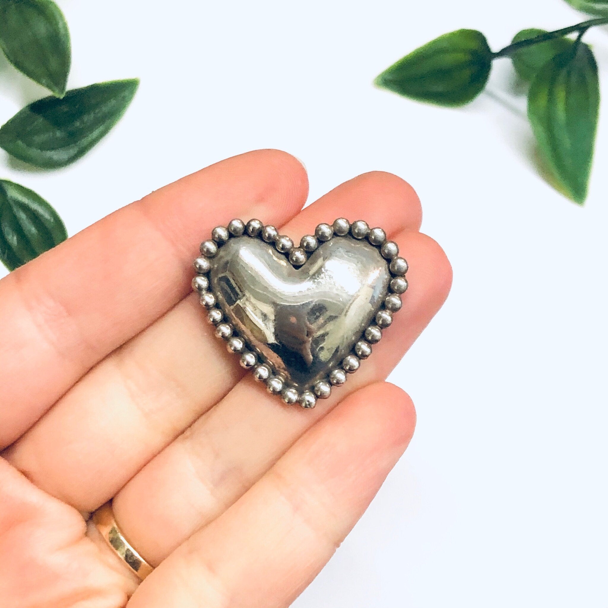 Signed Sue B Heart Pin, Silver Heart Brooch, Vintage Heart Pin, Heart Jewelry, Small Heart Brooch