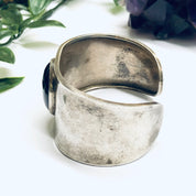Vintage Silver Cuff Bracelet with Onyx Stone, Vintage Silver Cuff, Onyx Jewelry, Large Silver Cuff, Vintage Bracelet