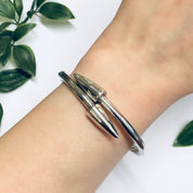Vintage Silver Bangle Bracelet, Spike Bracelet, Bracelet with Spikes, Unique Jewelry, Wrap Bracelet