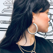 Vintage Silver Hoop Earrings, Textured Silver Hoops, Thick Hoop Earrings, Earrings for Pierced Ears