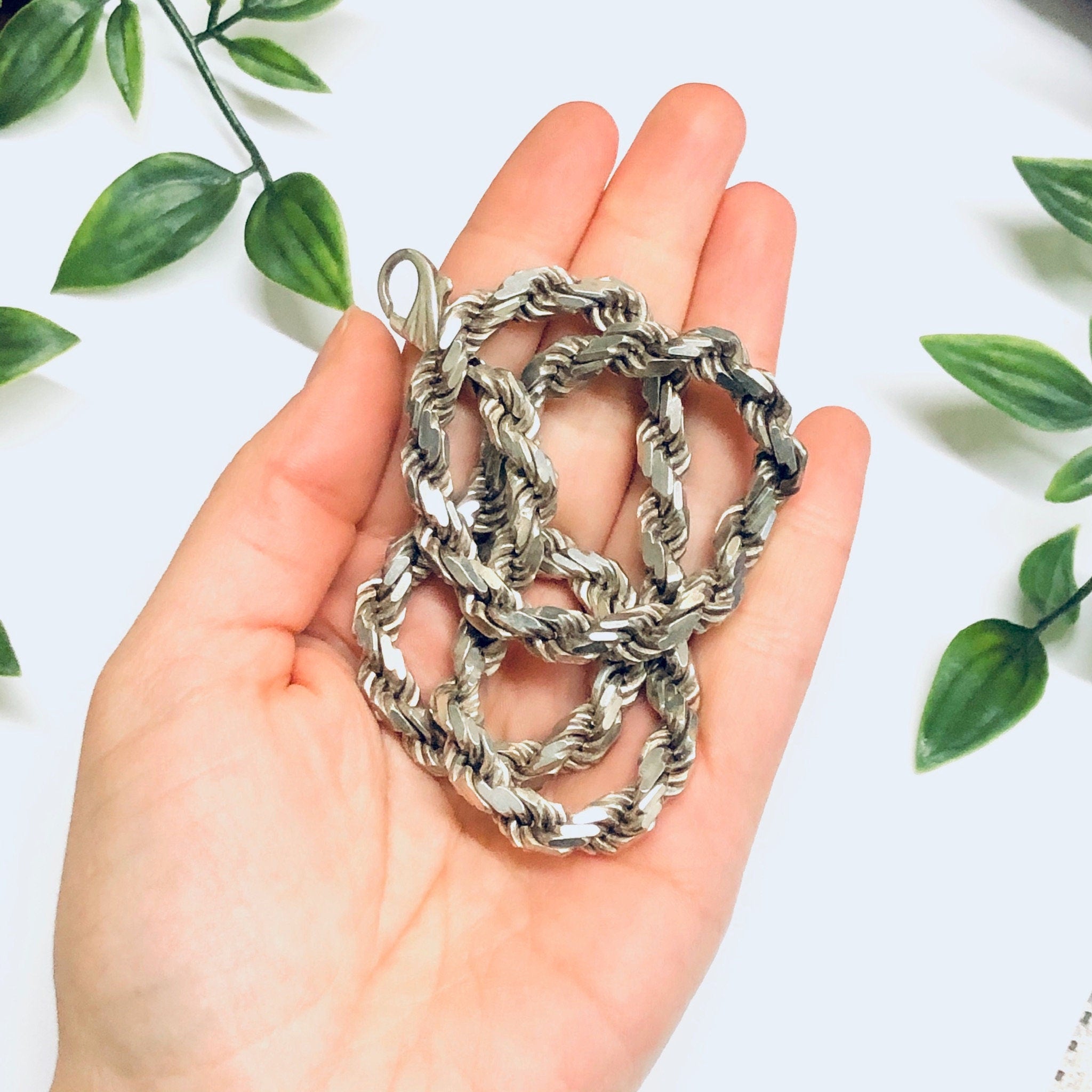 Thick Vintage Silver Chain, Heavy Silver Chain, Vintage Rope Chain, Thick Chain, Vintage Necklace, Statement Jewelry
