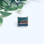 Silver Ring with Natural Inlaid Stones, Black Onyx Ring, Tigers Eye Jewelry, Mens Ring, Vintage Silver Ring