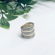 Vintage Silver Ring with Braid Details, Braided Silver Ring, Thick Band Ring, Braid Jewelry