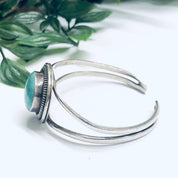 Vintage Silver Cuff Bracelet, Cuff Bracelet with Turquoise Stone, Round Turquoise Stone, Silver and Blue Bracelet