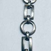 Geometric Link Bracelet, Silver Link Bracelet, Toggle Closure Bracelet, Vintage Bracelet, Cut out Jewelry, Circle Jewelry, Rectangle Jewelry