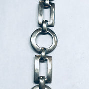 Geometric Link Bracelet, Silver Link Bracelet, Toggle Closure Bracelet, Vintage Bracelet, Cut out Jewelry, Circle Jewelry, Rectangle Jewelry