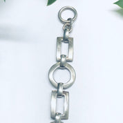 Geometric Link Bracelet, Silver Link Bracelet, Toggle Closure Bracelet, Vintage Bracelet, Cut out Jewelry, Circle Jewelry, Rectangle Jewelry