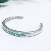 Silver and Turquoise Cuff Bracelet, Small Cuff Bracelet, Silver and blue Jewelry, Vintage Jewelry, Inlaid Turquoise Cuff