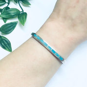 Silver and Turquoise Cuff Bracelet, Small Cuff Bracelet, Silver and blue Jewelry, Vintage Jewelry, Inlaid Turquoise Cuff
