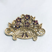 Vintage 18K Gold Brooch, Ruby and Diamond Pin, Ruby Jewelry, Diamond Brooch, 18K Yellow Gold, Yellow Gold Pin, Ruby Flower Pin