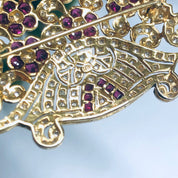 Vintage 18K Gold Brooch, Ruby and Diamond Pin, Ruby Jewelry, Diamond Brooch, 18K Yellow Gold, Yellow Gold Pin, Ruby Flower Pin