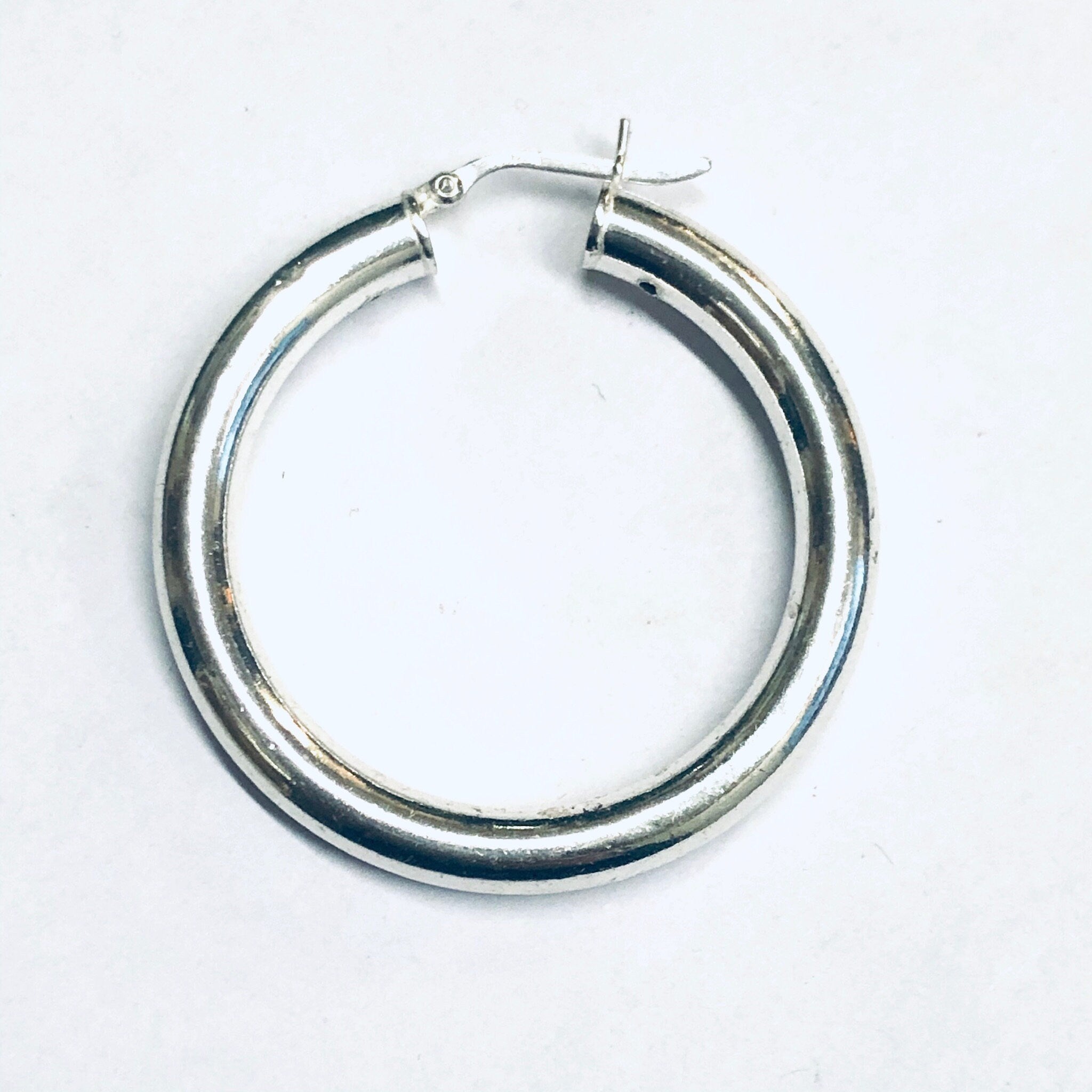 Silver Hoop Earrings, Medium Sized Hoop Earring, Silver Hoops, Hollow Hoop Earrings, Pierced Ears, Silver Earrings