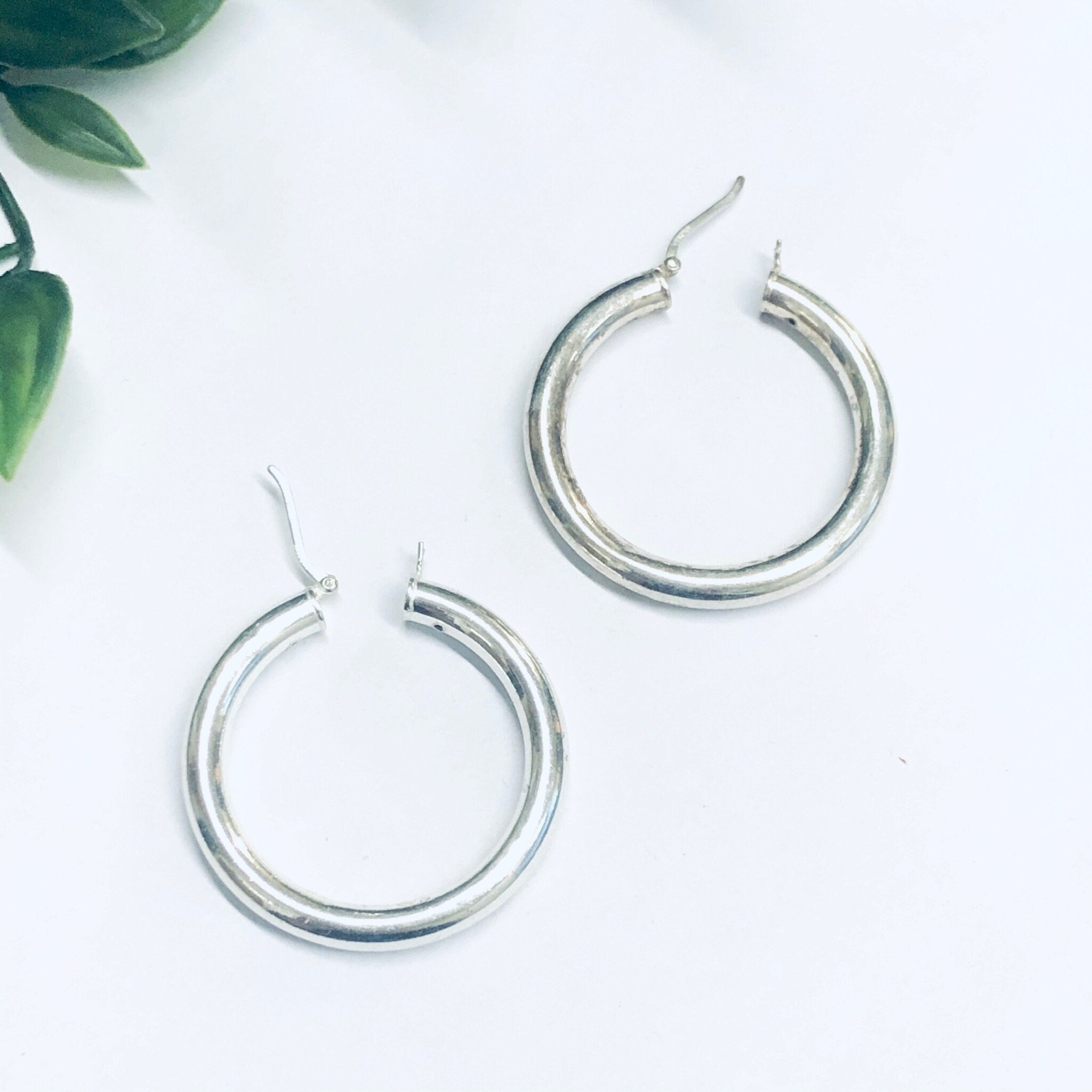 Silver Hoop Earrings, Medium Sized Hoop Earring, Silver Hoops, Hollow Hoop Earrings, Pierced Ears, Silver Earrings