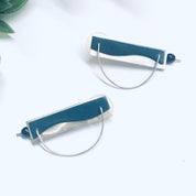 Abstract Silver Earrings, Vintage Earrings, Green and Silver Earrings, Unique Vintage Earrings, Abstract Jewelry