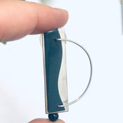 Abstract Silver Earrings, Vintage Earrings, Green and Silver Earrings, Unique Vintage Earrings, Abstract Jewelry