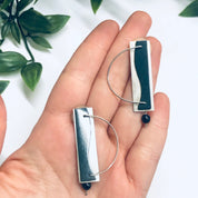 Abstract Silver Earrings, Vintage Earrings, Green and Silver Earrings, Unique Vintage Earrings, Abstract Jewelry