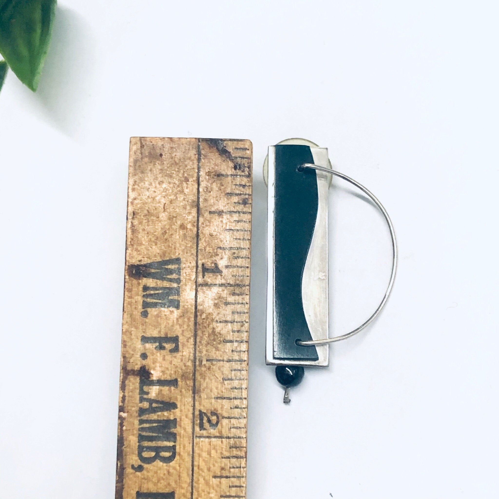 Abstract Silver Earrings, Vintage Earrings, Green and Silver Earrings, Unique Vintage Earrings, Abstract Jewelry