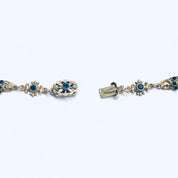 Gold Toned Jewelry Set, Lavaliere Necklace, Costume Jewelry Set, Dark Blue Gemstone Necklace, Vintage Jewelry Set, Gold and Blue Earrings