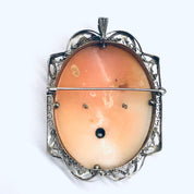 Vintage Gold Cameo, White Gold Cameo, Cameo Pendant, Cameo Brooch, 14K White Gold, Diamond Cameo