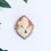 Vintage Gold Cameo, White Gold Cameo, Diamond Cameo, Cameo Brooch, Cameo Pendant, 14K Gold Cameo, White Gold Jewelry