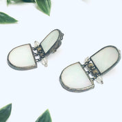 Vintage Clip On Earrings, Mother of Pearl Earrings, Valentines Day Gift, Vintage Costume Jewelry, Beaded Earrings