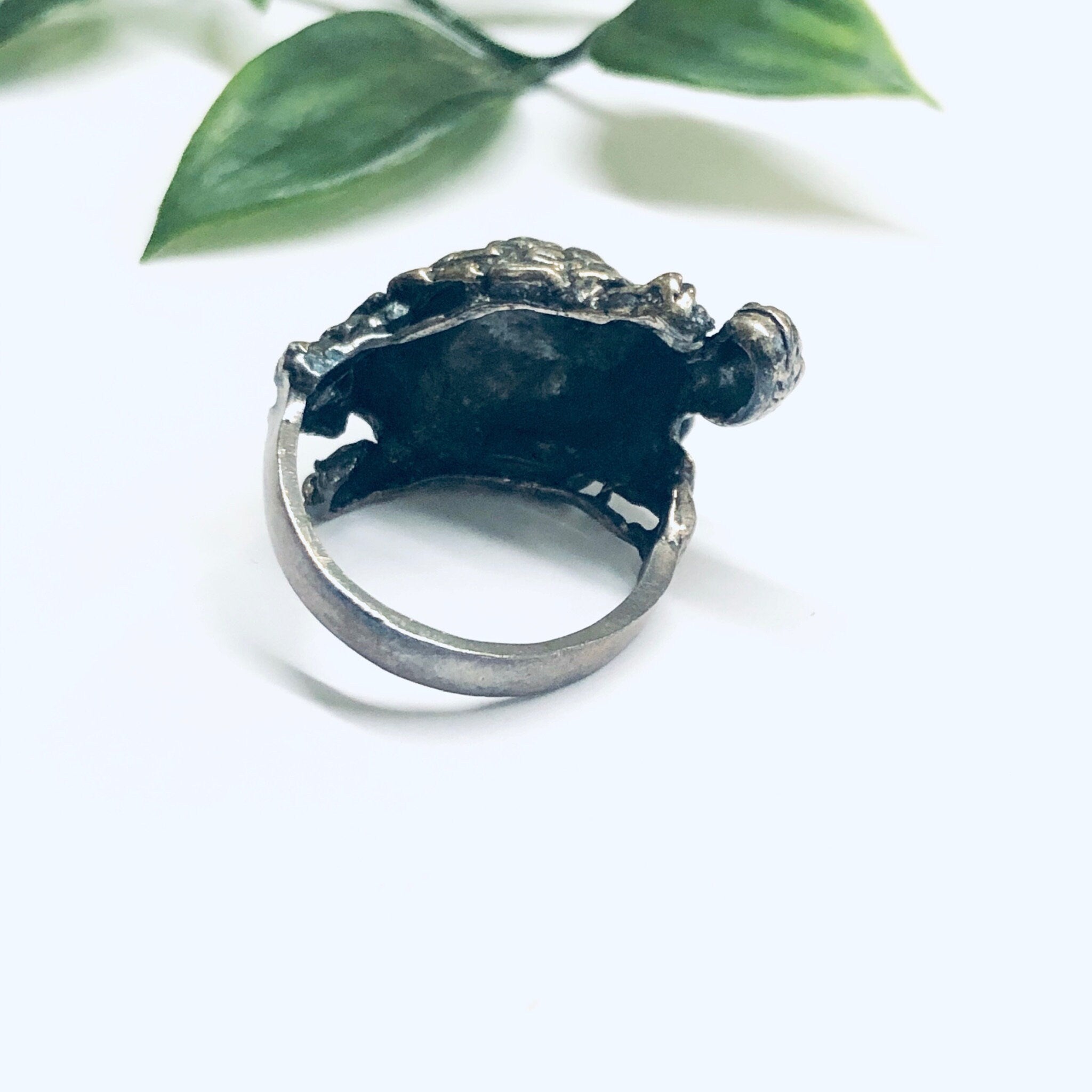 Silver Turtle Ring, Turtle Jewelry, Animal Jewelry, Vintage Silver Ring, Unique Animal Ring, Turtle Shell Ring, Valentines Day Gift