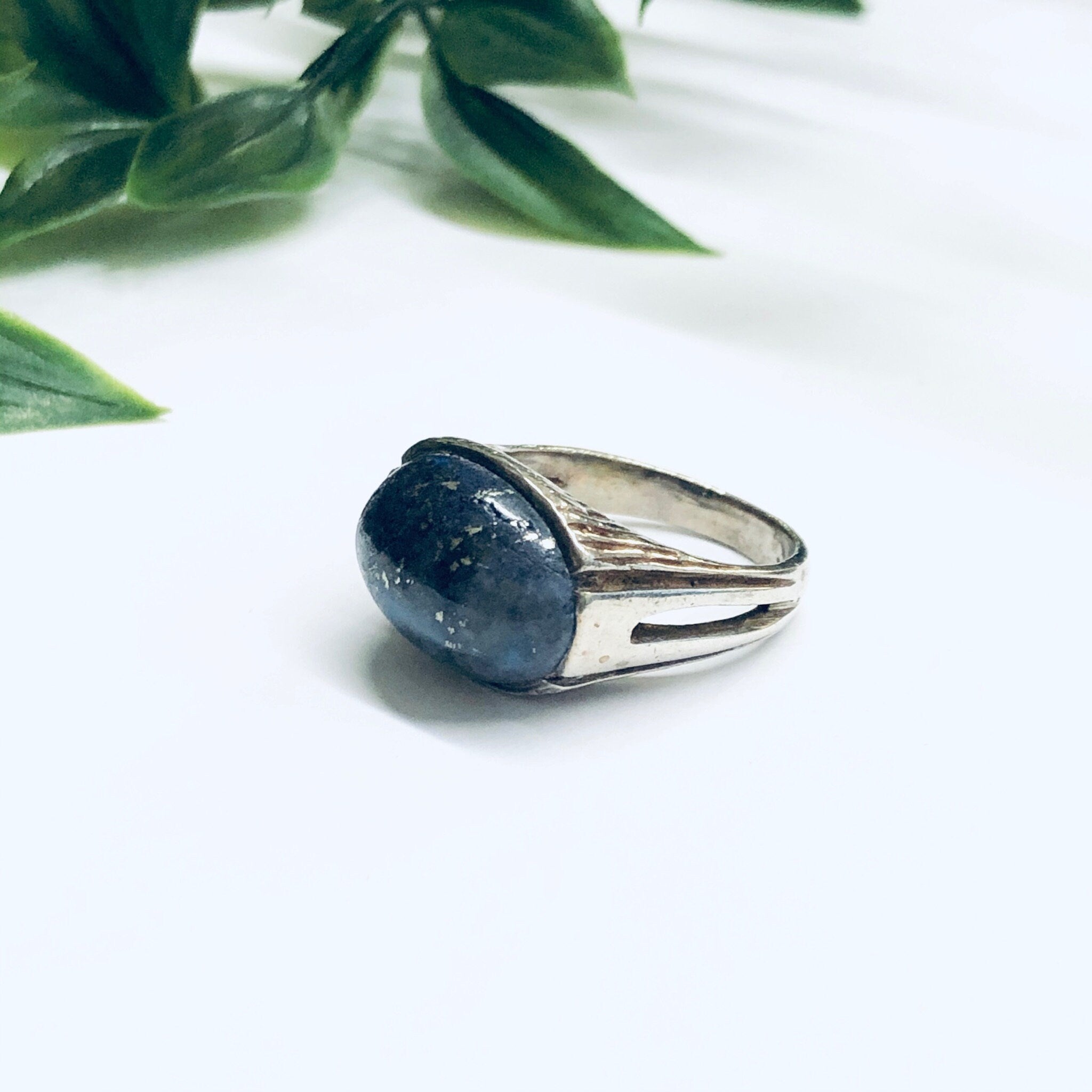 Vintage Ring with Blue Lapis Stone, Blue Stone Ring, Statement Ring, Cocktail Ring, Unique jewelry, Valentines Day Gift