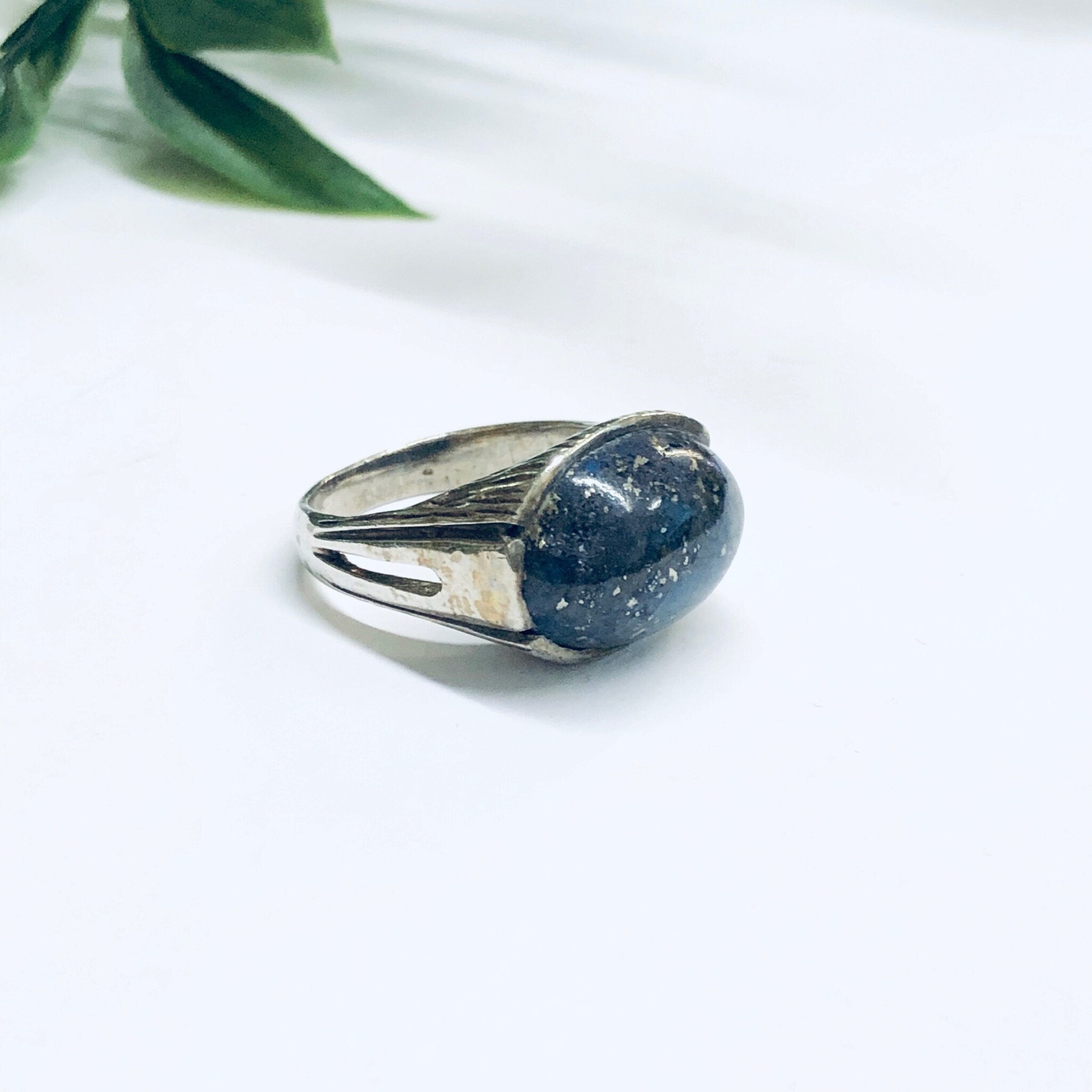 Vintage Ring with Blue Lapis Stone, Blue Stone Ring, Statement Ring, Cocktail Ring, Unique jewelry, Valentines Day Gift