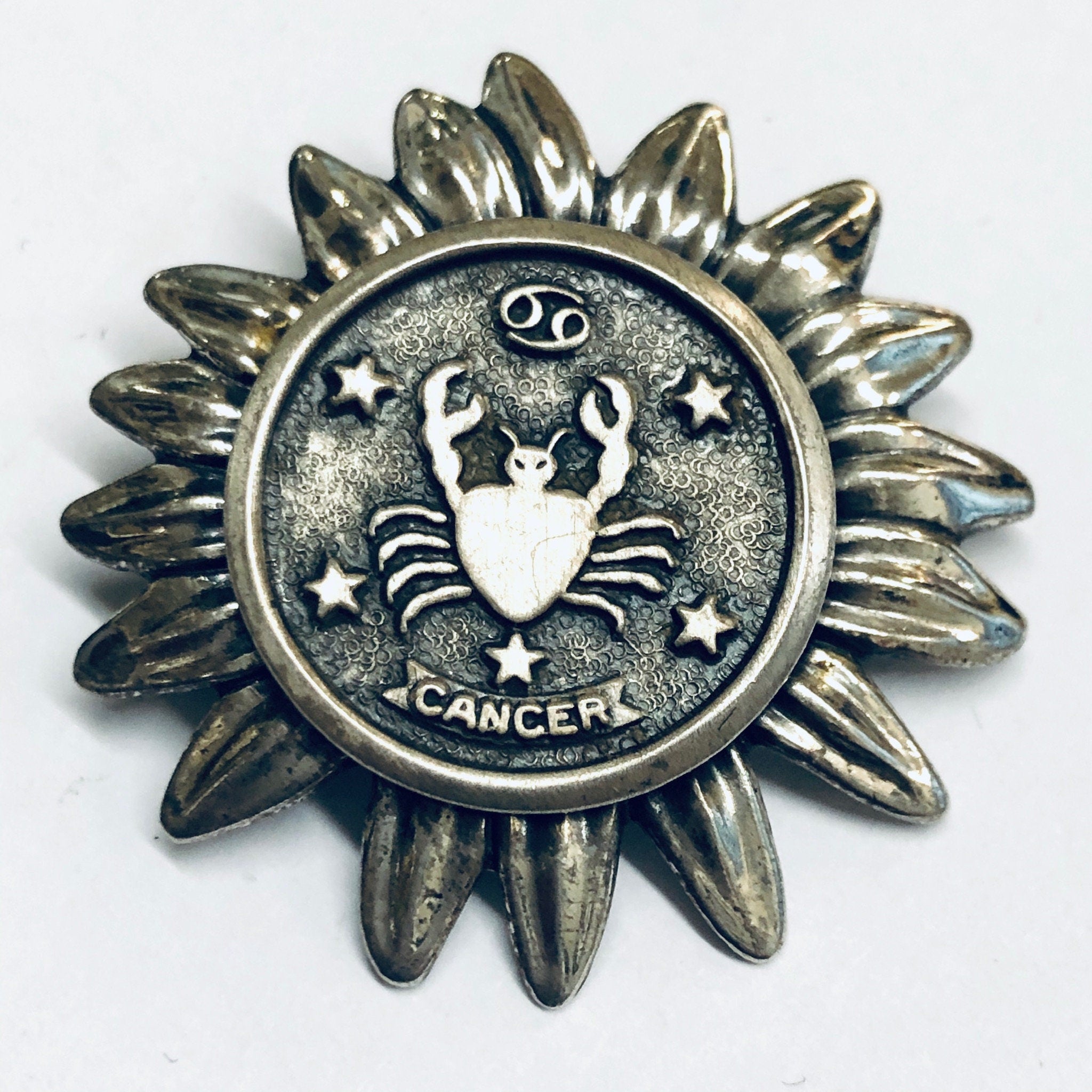 Beau Sterling Zodiac Sign Pin, Beau Sterling Brooch, Zodiac Sign Brooch, Cancer Sign Pin, Astrology Brooch, Crab Pin