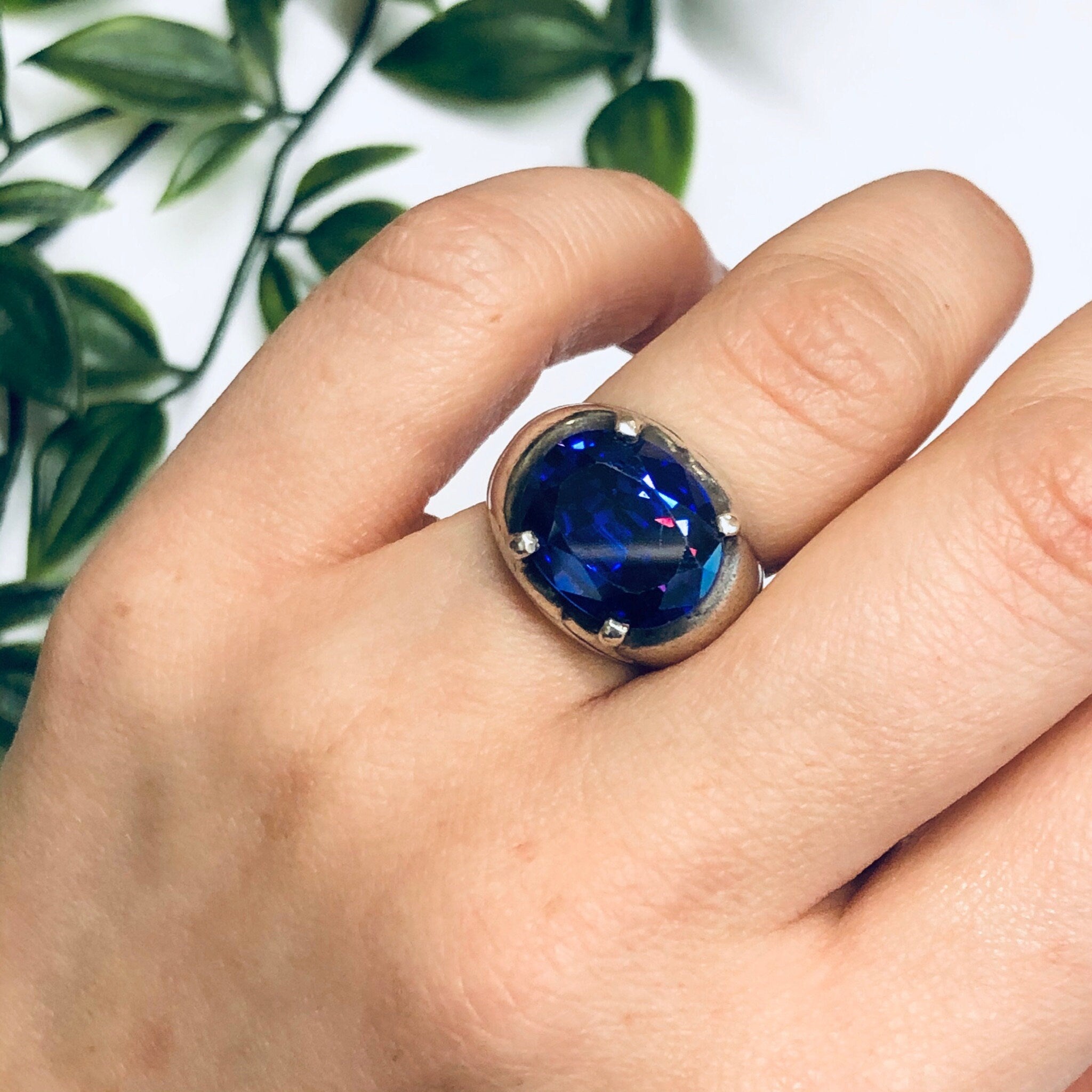 Vintage Ring with Purple Stone, Vintage Silver Ring, Purple and Silver Ring, Purple Jewelry, Statement Ring