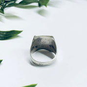 Vintage Silver Ring with Saturn, Turquoise Inlay Ring, Planet Jewelry, Space Jewelry, Blue and Silver Ring, Solar System Ring, Star Ring