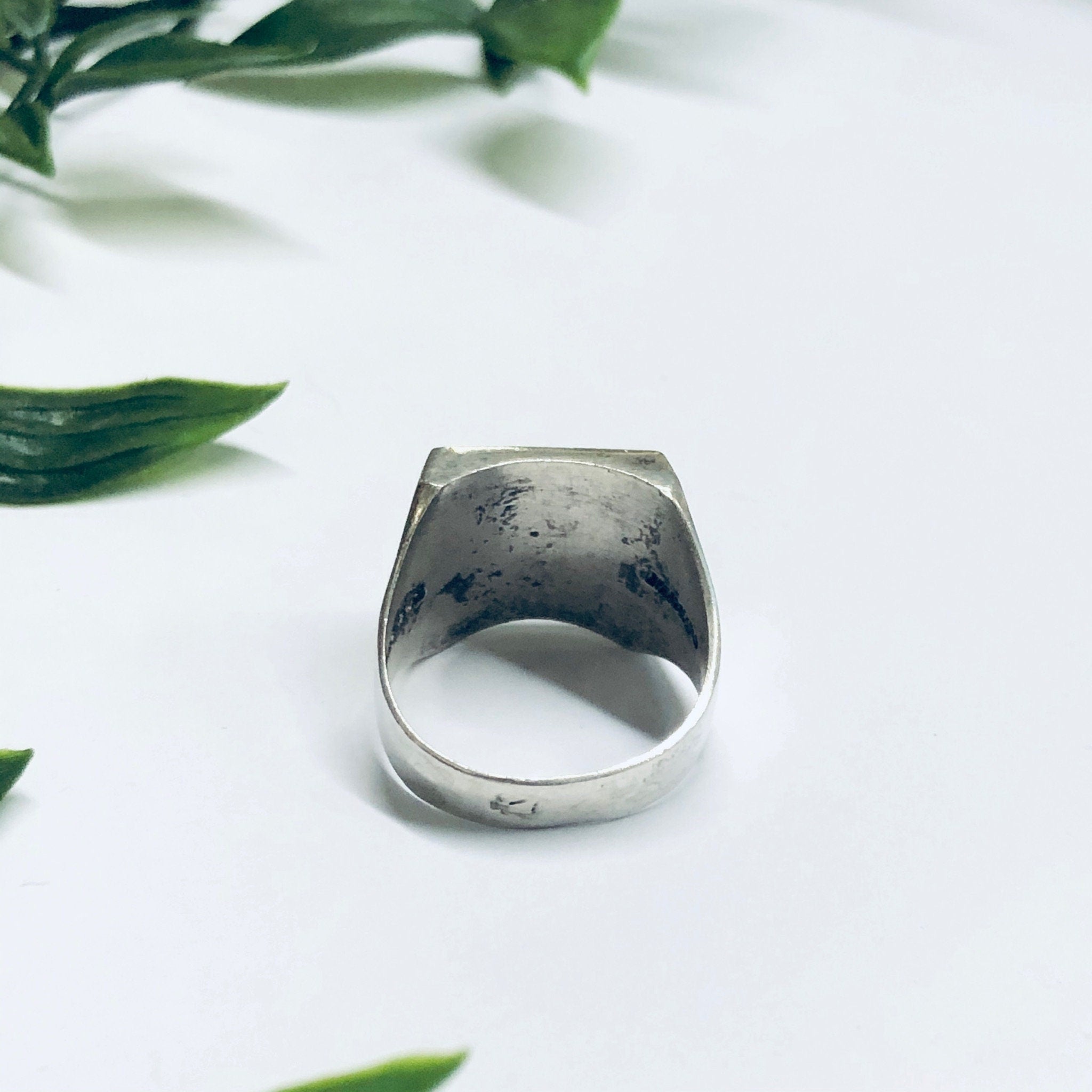 Vintage Silver Ring with Saturn, Turquoise Inlay Ring, Planet Jewelry, Space Jewelry, Blue and Silver Ring, Solar System Ring, Star Ring