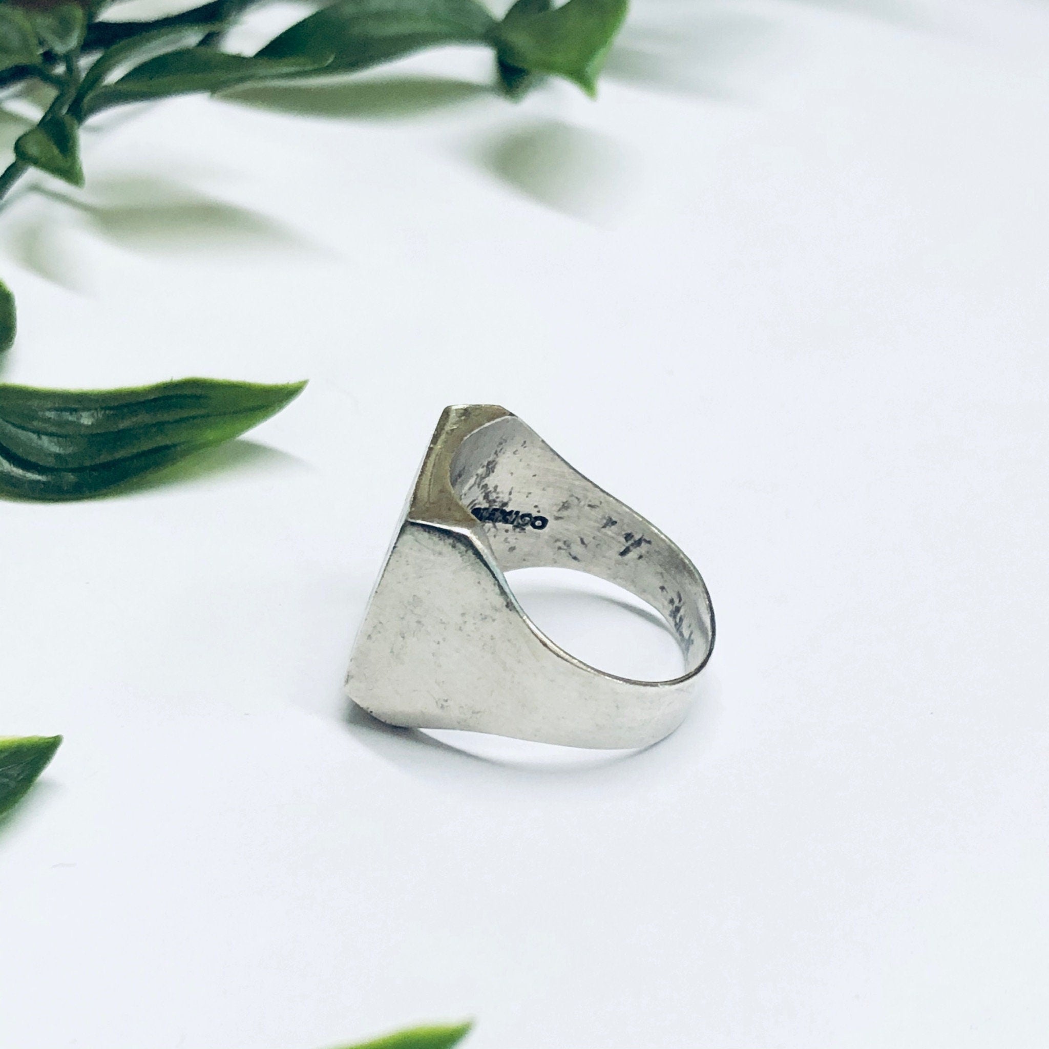 Vintage Silver Ring with Saturn, Turquoise Inlay Ring, Planet Jewelry, Space Jewelry, Blue and Silver Ring, Solar System Ring, Star Ring