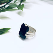 Vintage Silver Ring with Black Stone, Vintage Cocktail Ring, Large Silver Ring, Black and Silver Jewelry, Statement Ring