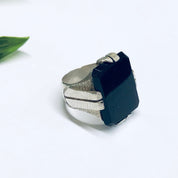Vintage Silver Ring with Black Stone, Vintage Cocktail Ring, Large Silver Ring, Black and Silver Jewelry, Statement Ring