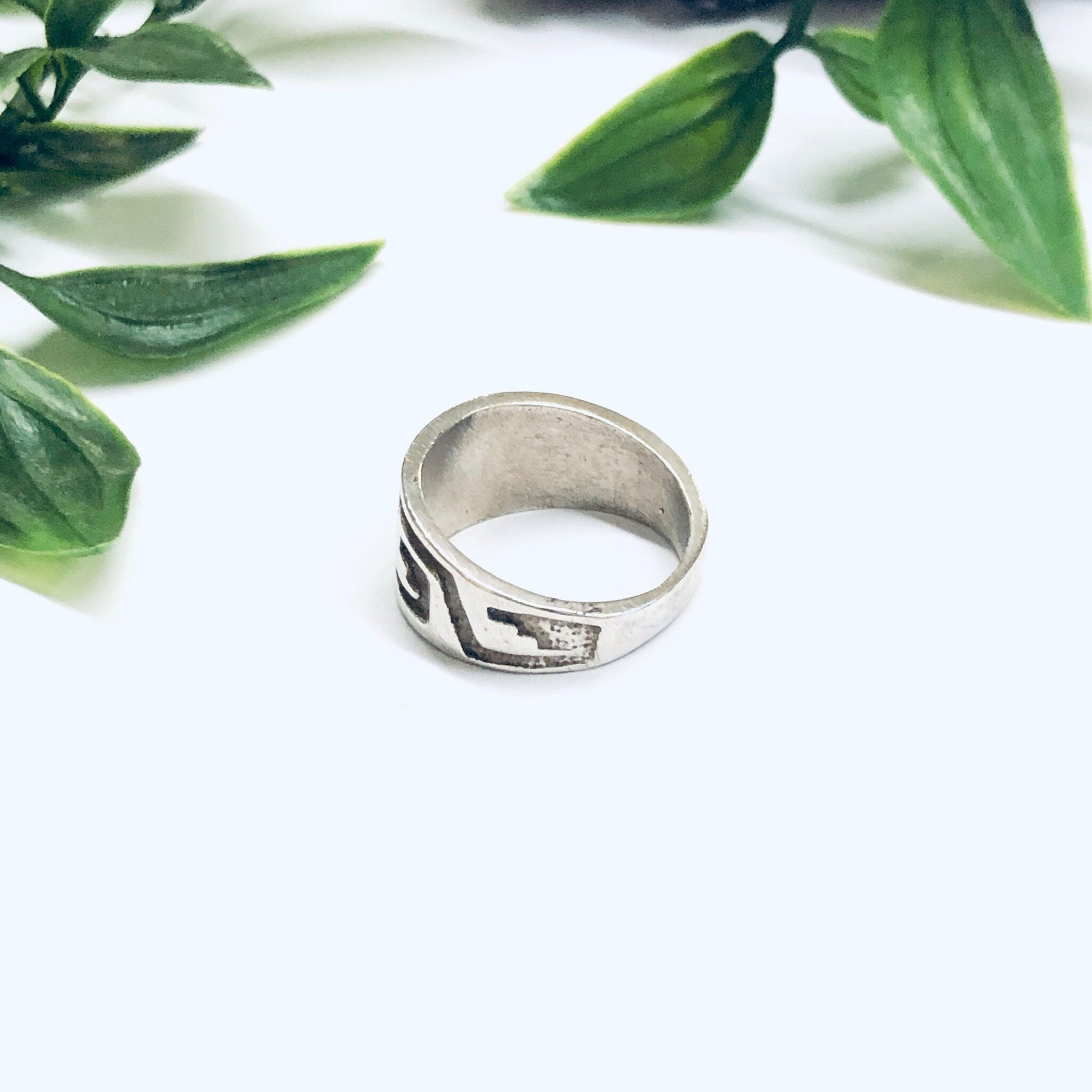 Vintage Southwestern Ring, Silver Turquoise Ring, Boho Style Jewelry, Bohemian Jewelry, Inlaid Turquoise Ring