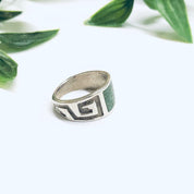 Vintage Southwestern Ring, Silver Turquoise Ring, Boho Style Jewelry, Bohemian Jewelry, Inlaid Turquoise Ring