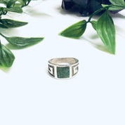 Vintage Southwestern Ring, Silver Turquoise Ring, Boho Style Jewelry, Bohemian Jewelry, Inlaid Turquoise Ring